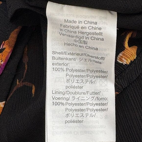 Madewell Georgette Ruffle Collar Smocked Top Size S Black Floral Sheer Sleeves - Picture 6 of 11